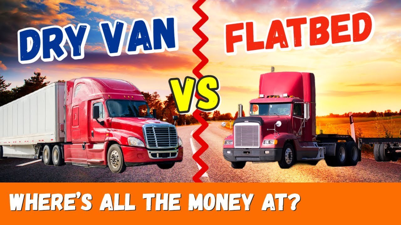 Dry van dispatch service comparison with flatbed and reefer trucks on highway in 2026