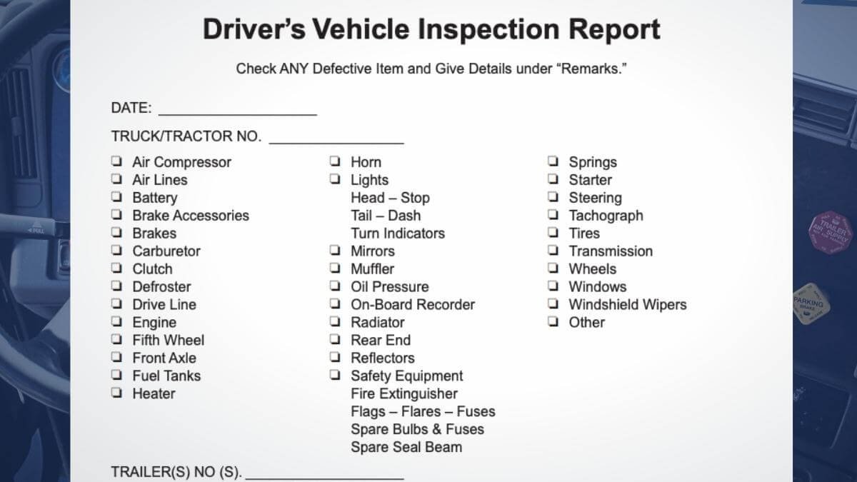 Truck driver completing a pre-trip inspection to improve CSA score trucking performance